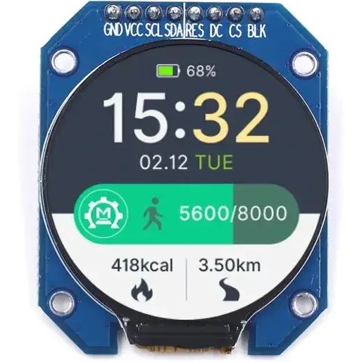 ماژول نمایشگر TFT فول کالر ۱.۲۸ اینچ با درایور GC9A01