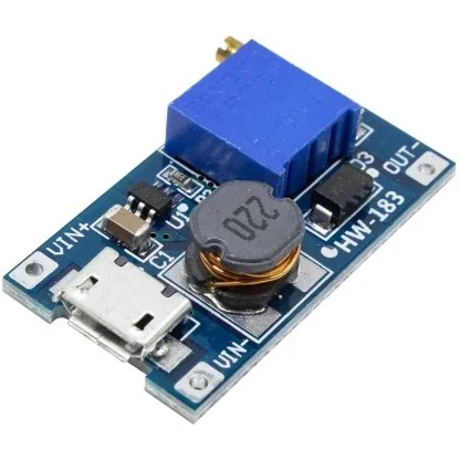 ماژول رگولاتور DC به DC افزاینده MT3608 با ورودی میکرو USB و جریان ۲ آمپر
