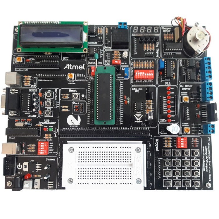 برد آموزشی میکروکنترلر AVR همراه با کیف حمل