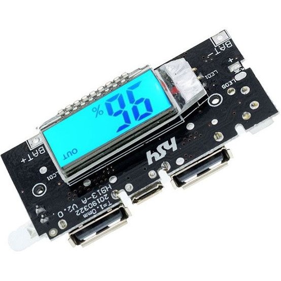 ماژول پاور بانک دارای دو خروجی USB H913-5V 1A - 2A با نمايشگر LCD