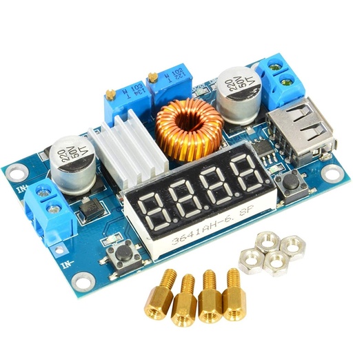 ماژول کاهنده ولتاژ XL4015 ظرفیت ۵ آمپر با نمایشگر و پورت USB