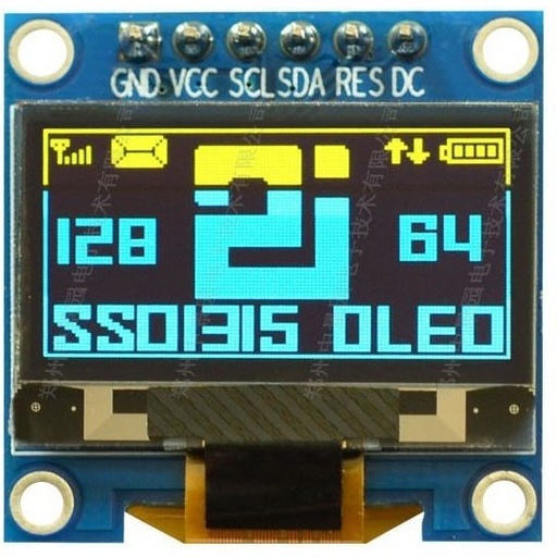 ماژول نمایشگر OLED 0.96 اینچ دو رنگ آبی و زرد با رابط I2C